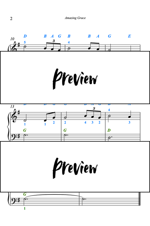 Amazing Grace - Piano - Niveau 1