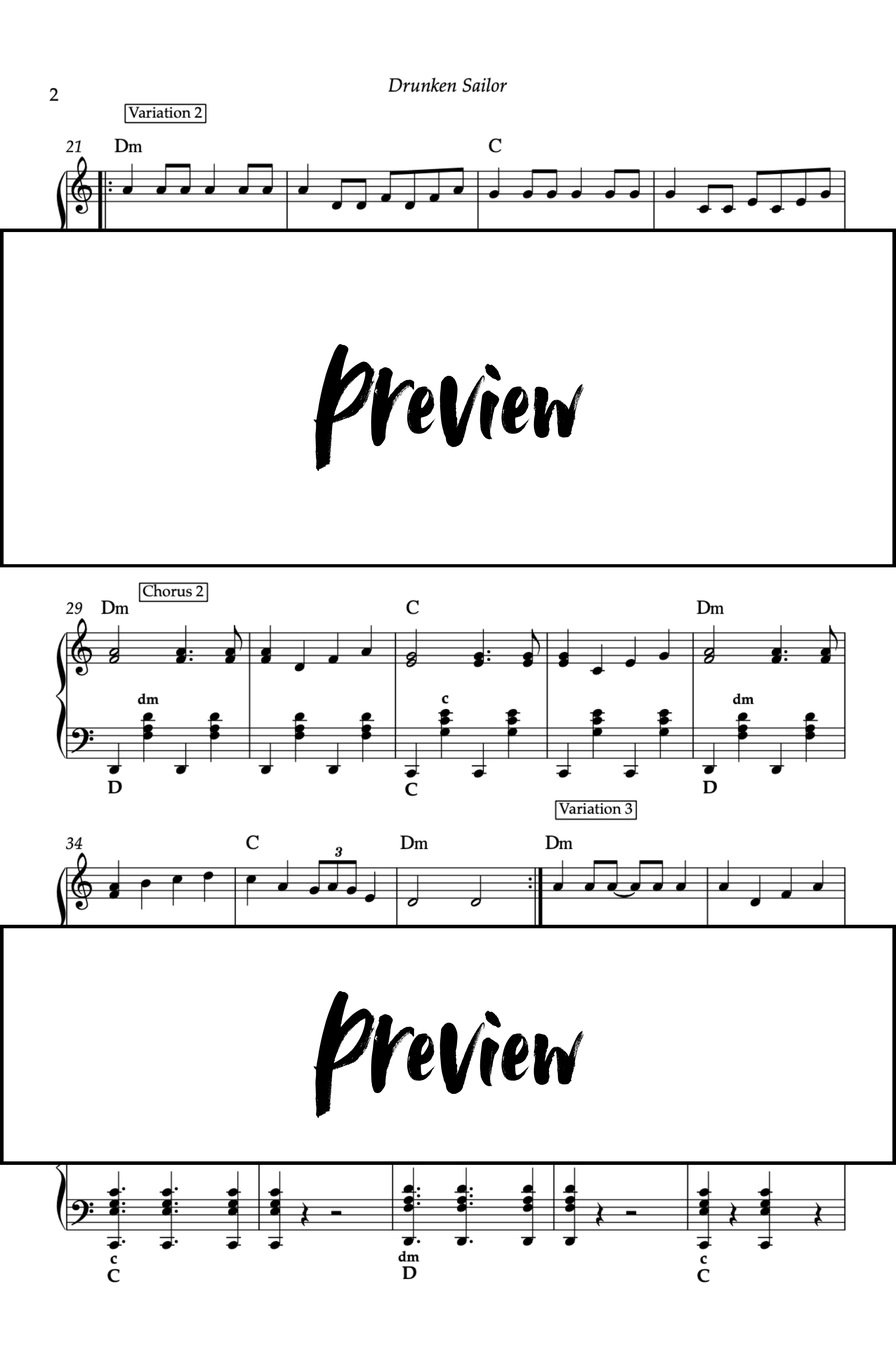 Drunken Sailor - Accordéon - Niveau 4 Go2Piano