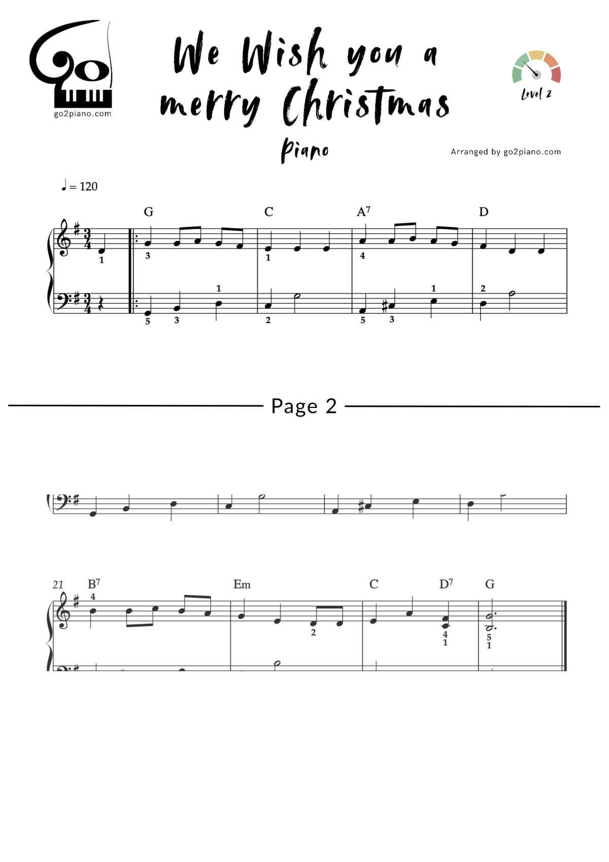We Wish You a Merry Christmas Go2Piano