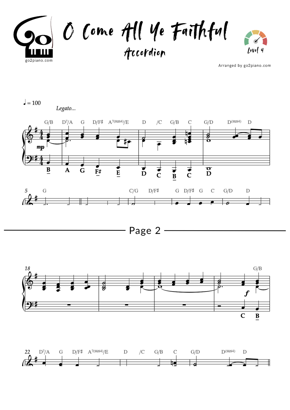 O Come All Ye Faithful Go2Piano