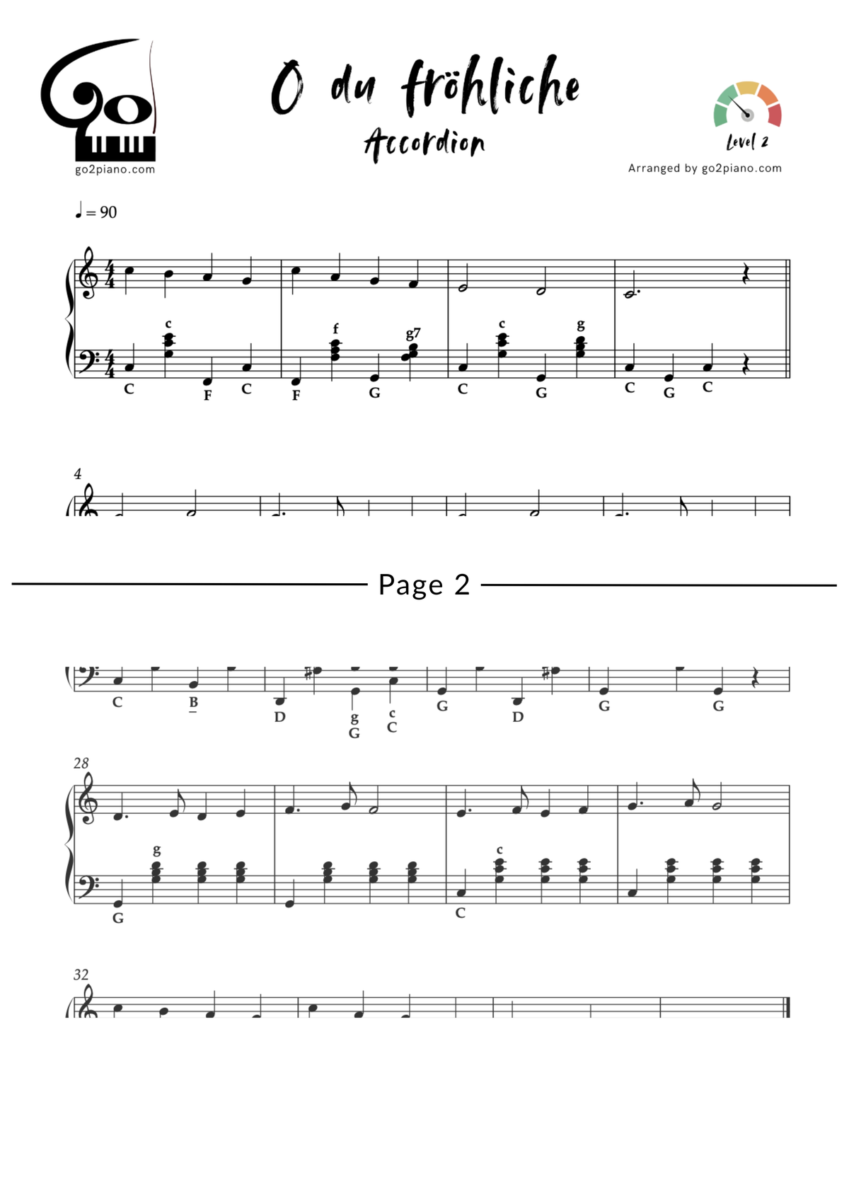 O du Fröhliche Go2Piano