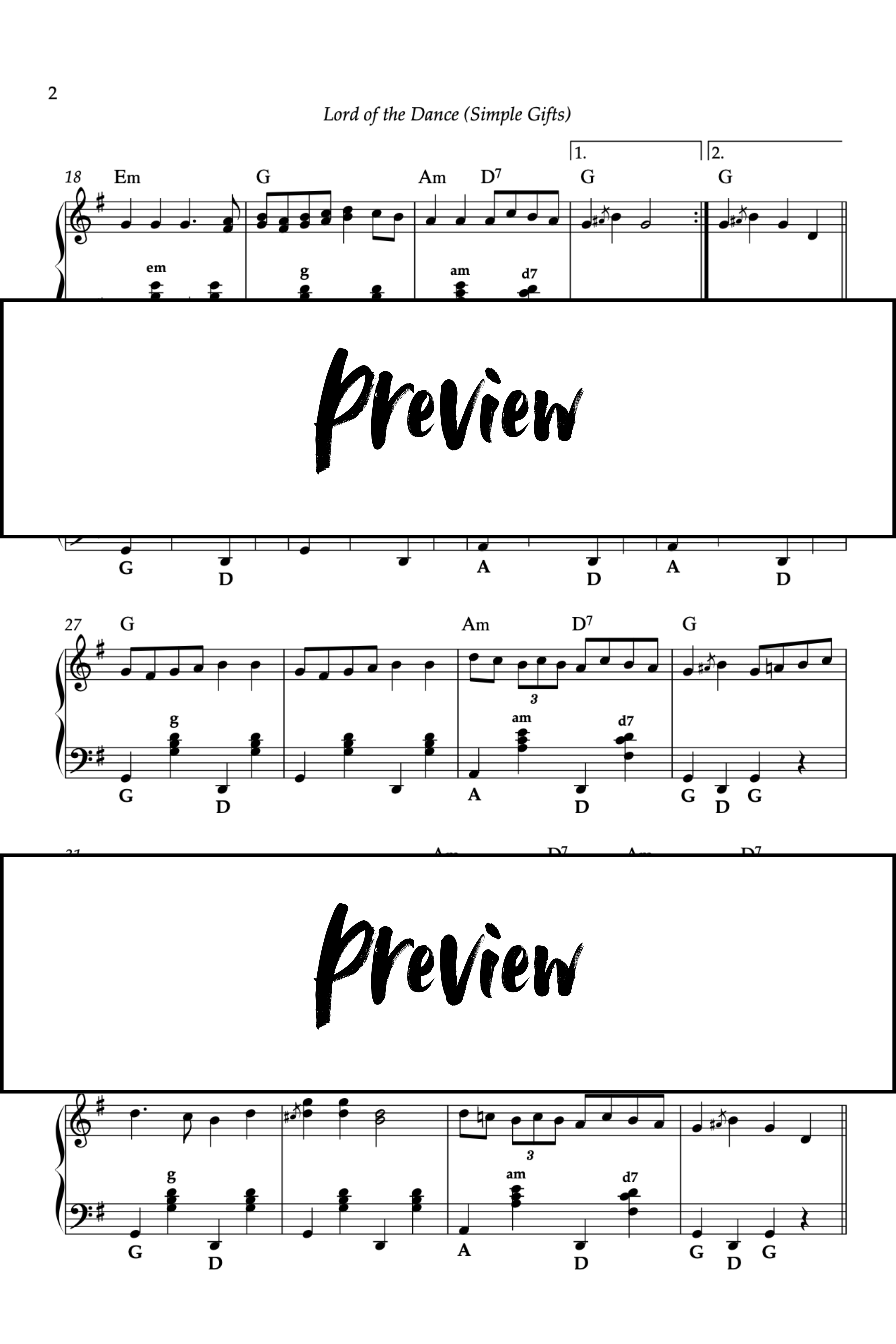 Lord of the Dance (Simple Gifts) - Accordéon - Niveau 4 Go2Piano