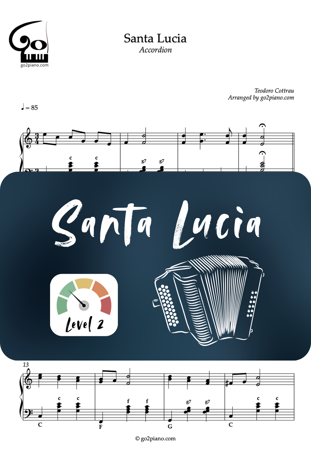 Santa Lucia - Accordéon - Niveau 2/5