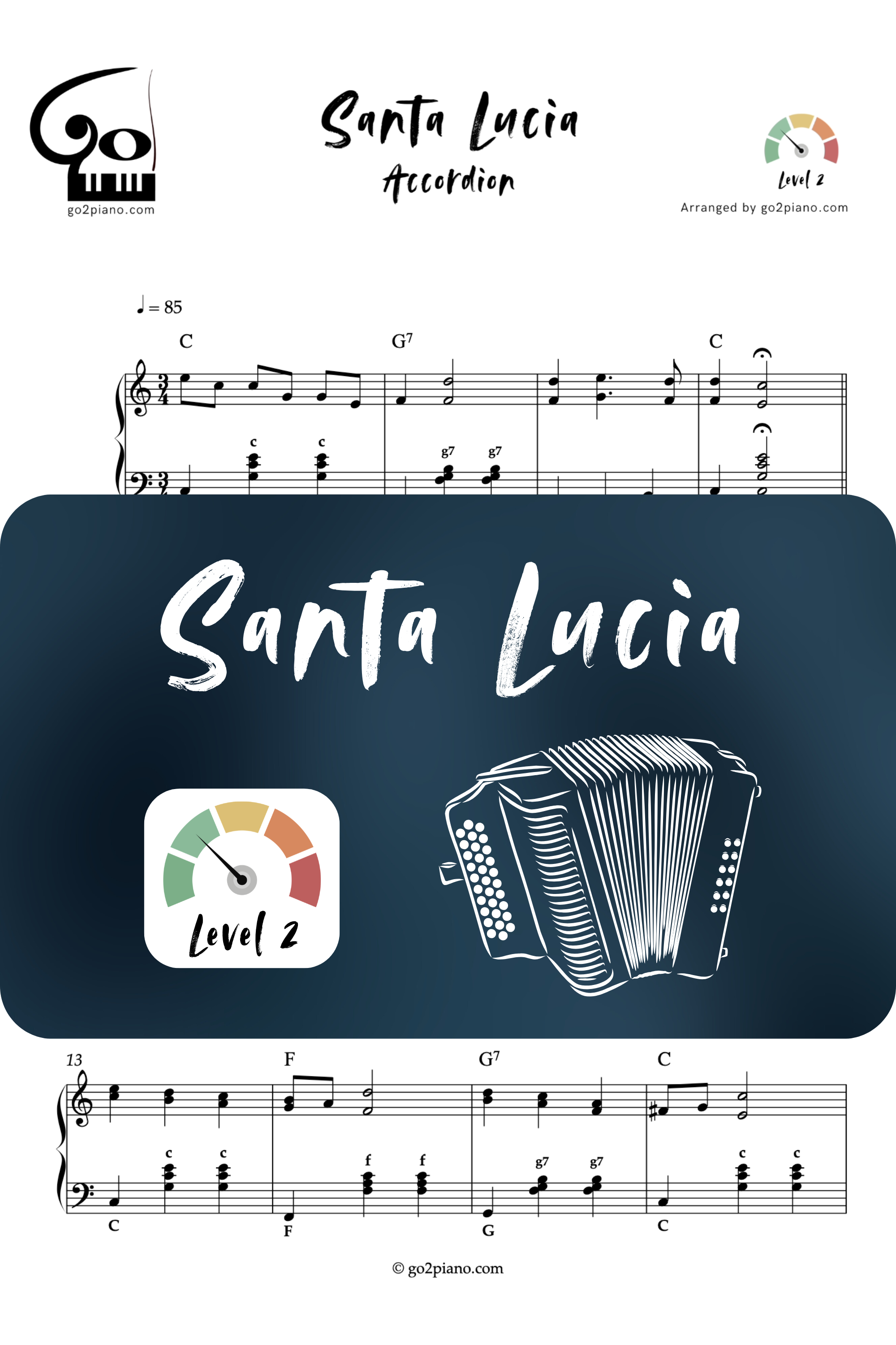 Santa Lucia - Akordeon - Poziom 2