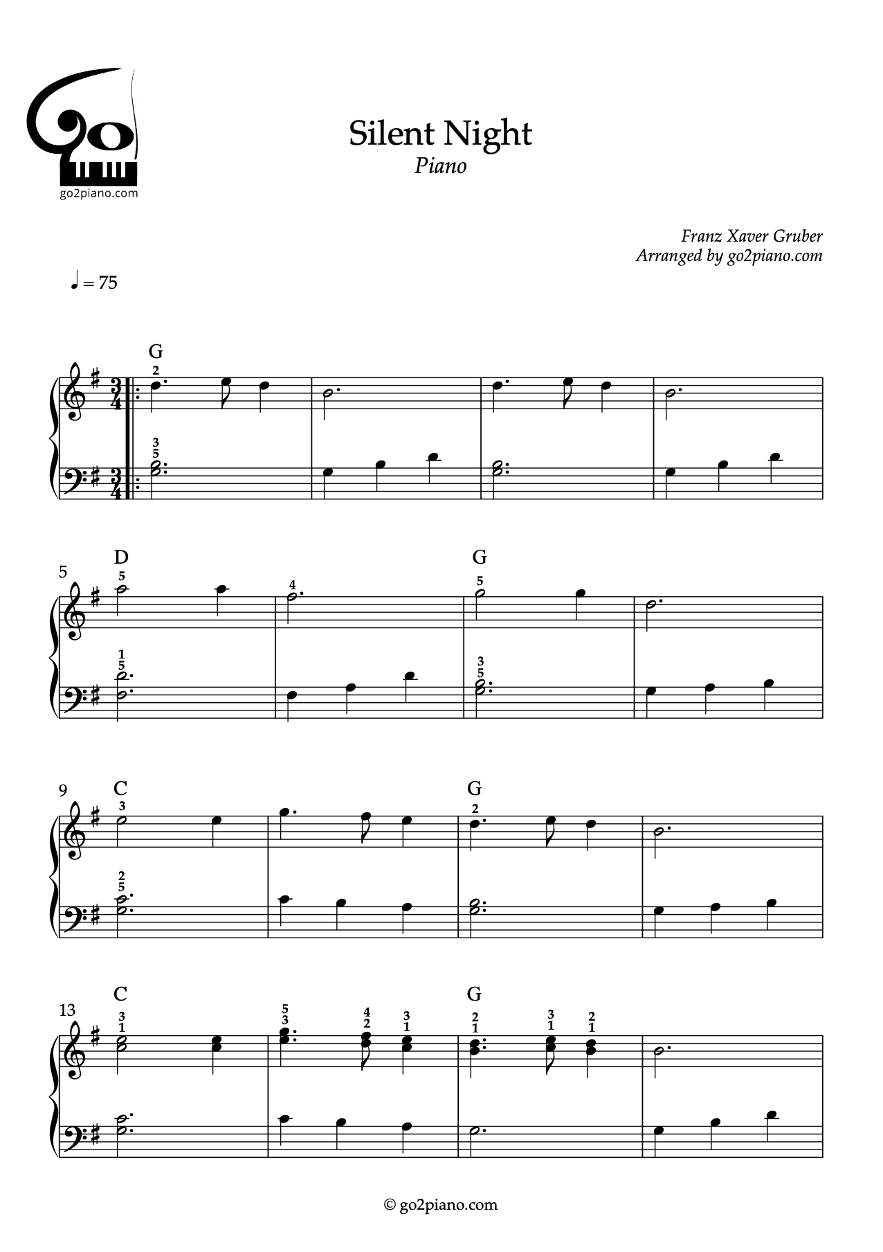 Douce Nuit - Piano - Niveau 2/5