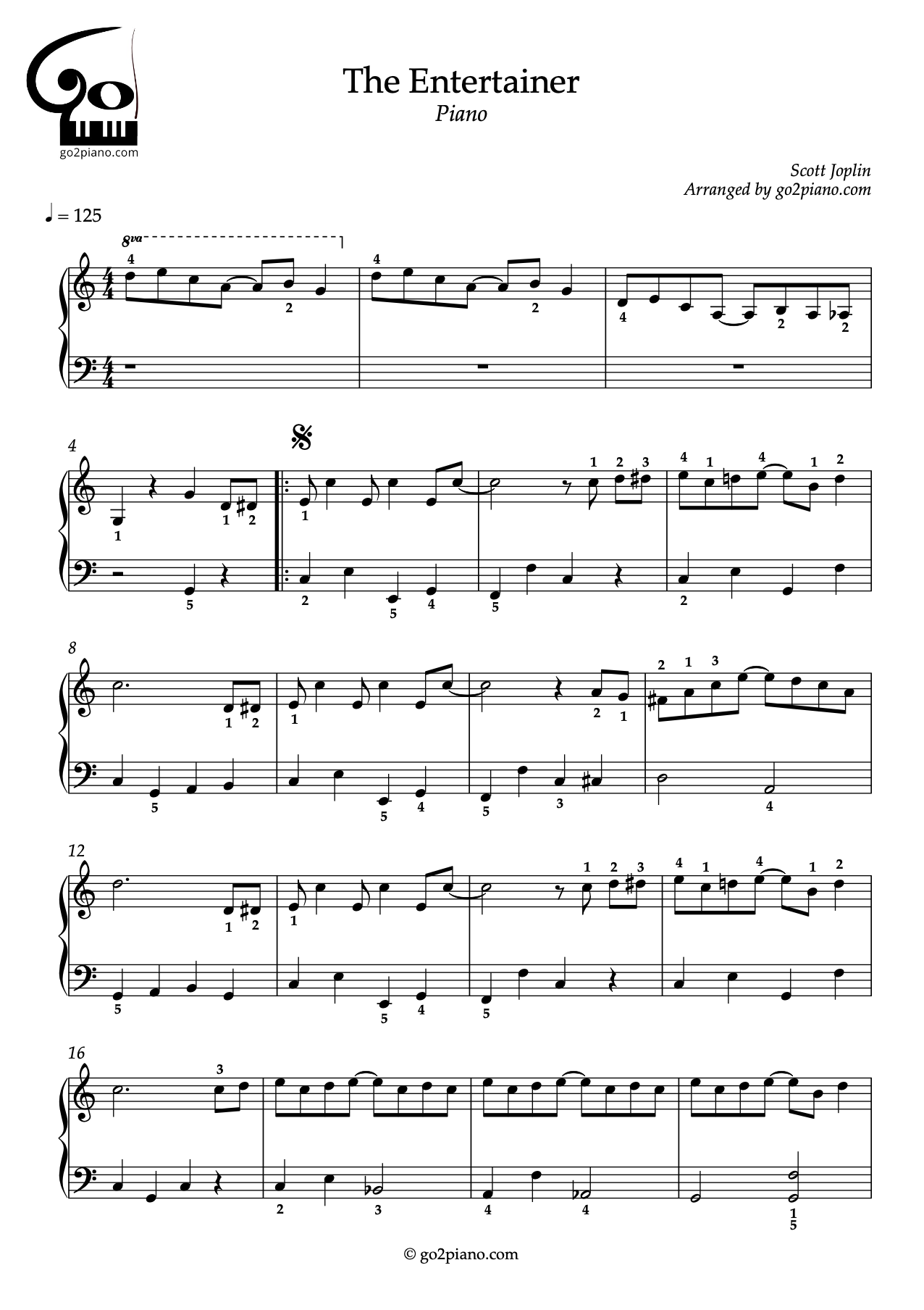 The Entertainer - Piano - Level 3/5