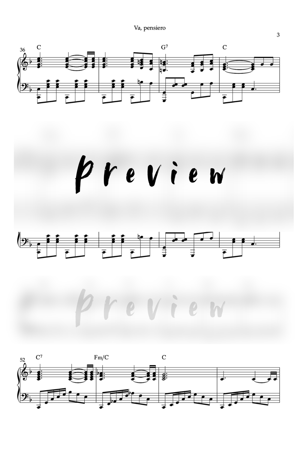 Le Chœur des Esclaves - Piano - Niveau 5/5