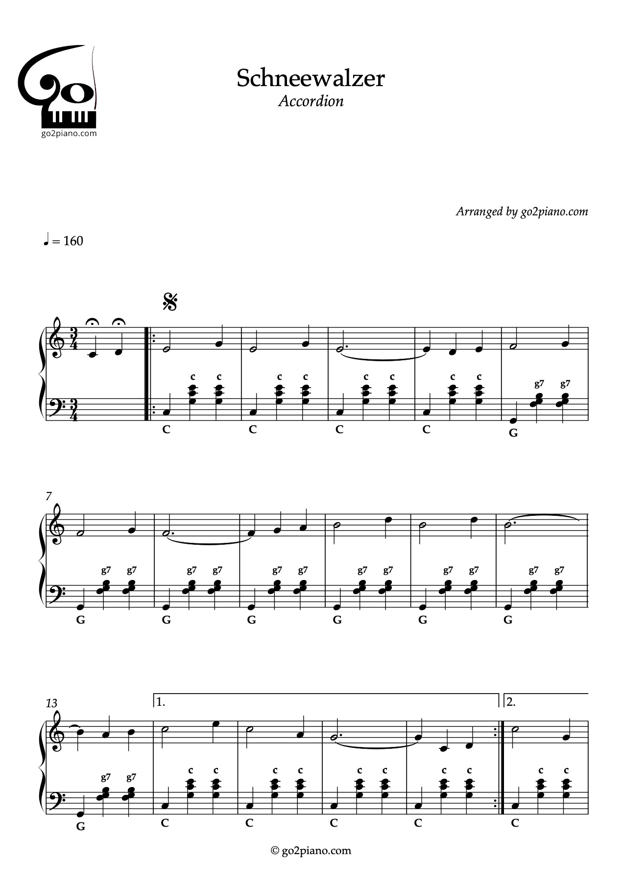 Valse des Neiges - Accordéon - Niveau 2/5